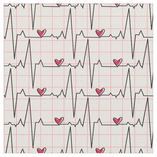 EKG Kariert auf Weiß Stoff (Nahaufnahme)