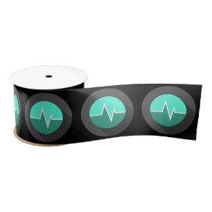 EKG-Klinik-Chirurin grün schwarz Satinband