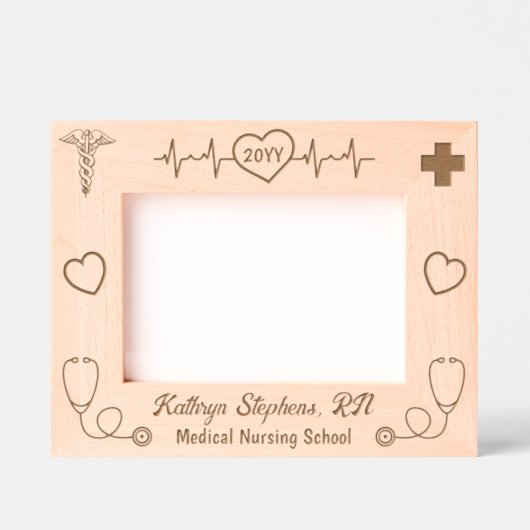 EKG Line and Medical Symbols Nurse Abschluss Geätzte Rahmen (Vorderseite)