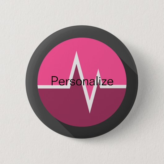 EKG-Line Medizin dr Krankenschwester pink schwarz Button (Vorderseite)
