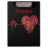 EKG-Linie Herz schwarz Klemmbrett (Vorderseite)