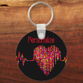 EKG-Linie Herz schwarz Schlüsselanhänger (Vorderseite)