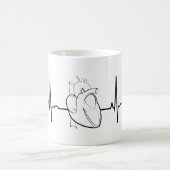 EKG mit der realistischen Herz-Kaffee-Tasse Kaffeetasse (Mittel)