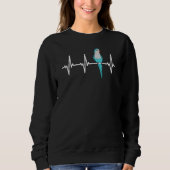 EKG Pulse Heartbeat Line Parrot I Blue Monk Parake Sweatshirt (Vorderseite)