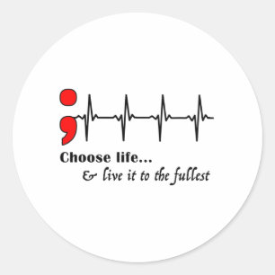 Ekg Semicolon Suicide Awareness Prevention Runder Aufkleber
