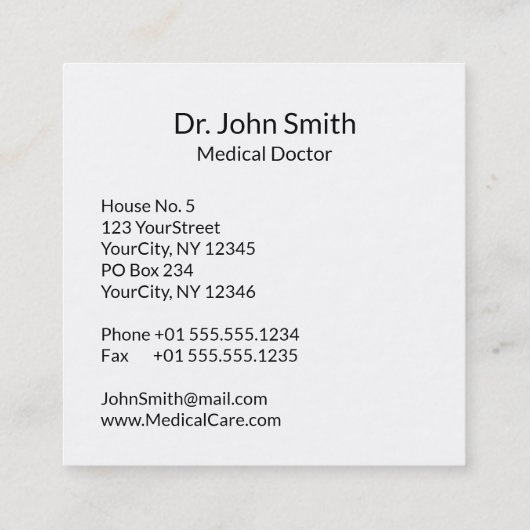 EKG Wave EKG Heartbeat Line Medical Stethoscope Quadratische Visitenkarte (Rückseite)