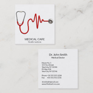 EKG Wave EKG Heartbeat Line Medical Stethoscope Quadratische Visitenkarte