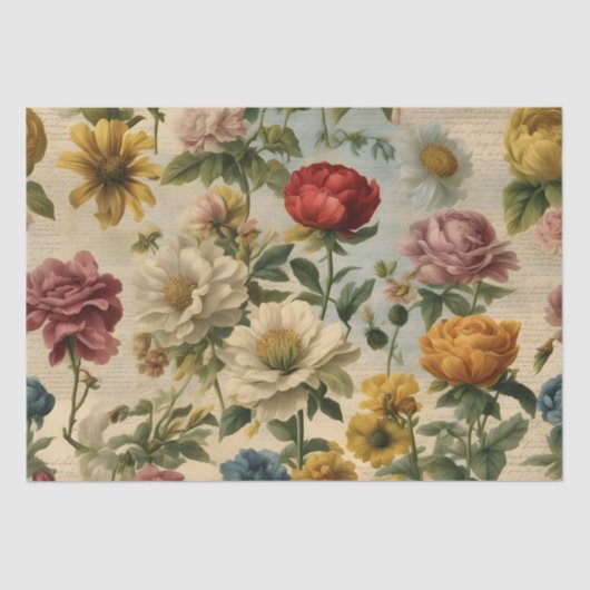 Eklektische Blume Altschriftpapier Seidenpapier (Vorderseite)