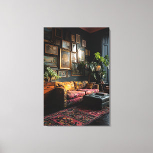 Eklektische Galerie-Wand im Wohnzimmer mit Stimmun Leinwanddruck
