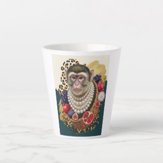 Eklektischer Affe mit Perlen Latte Tasse, Chic Max Milchtasse
