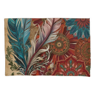 Eklektischer Boho-Chic mit Federn und Mandala Kissenbezug