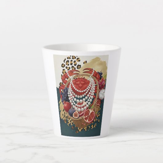 Eklektischer Krabbe mit Perlen Latte-Mug, Chic Max Milchtasse (Vorderseite)