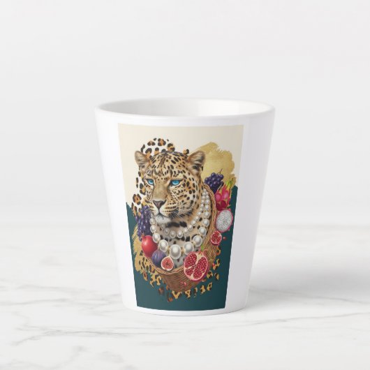 Eklektischer Leopard mit Perlen Latte Tasse, Chic Milchtasse (Vorderseite)