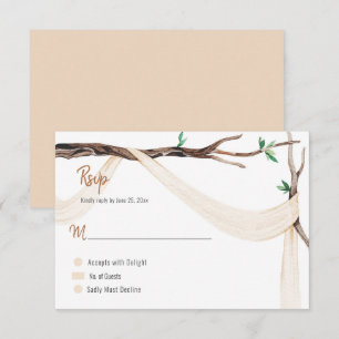 Eklektischer Romantik-Baumzweig Beige-Gaze RSVP Karte