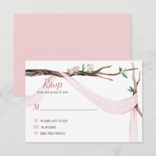 Eklektischer Romantischer Ast - Rosa Gaze RSVP Karte