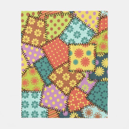 Eklektisches Patchwork: Vielfältige Muster-Mischun Fleecedecke (Vorderseite)