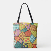 Eklektisches Patchwork: Vielfältige Muster-Mischun Tasche (Rückseite)