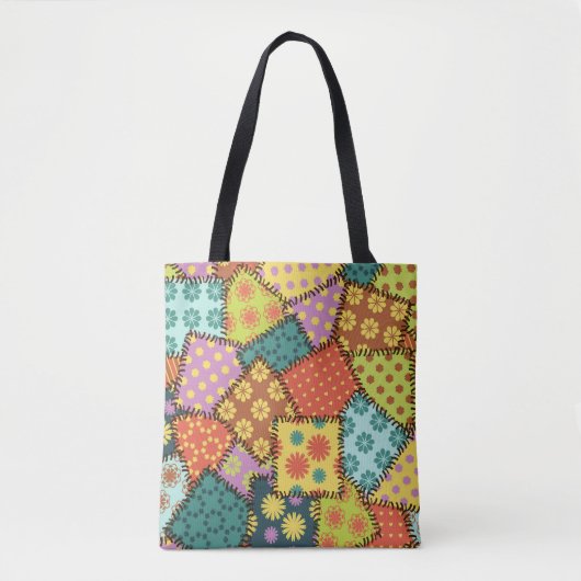 Eklektisches Patchwork: Vielfältige Muster-Mischun Tasche (Vorderseite)