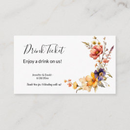 Ekletische Wildblumen Trinkkarten-Eintrittskarte Begleitkarte