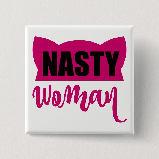 Eklige Frau Pink Pussy Cat Hat Button (Vorderseite)
