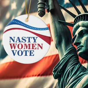 Eklige Frauen wählen amerikanische Fahne Feministi Keramik Ornament