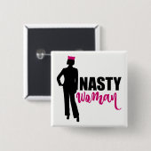 Eklige weibliche Silhouette und rosa Pussy Katzenh Button (Vorne & Hinten)