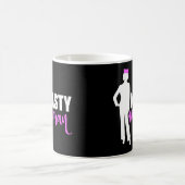 Eklige weibliche Silhouette und rosa Pussy Katzenh Kaffeetasse (Mittel)