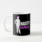 Eklige weibliche Silhouette und rosa Pussy Katzenh Kaffeetasse (Links)