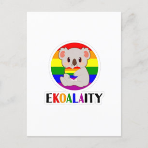 Ekoalaty Equality Gay Koala Bear Funny LGBT Rainbo Einladungspostkarte