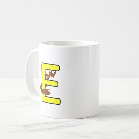 Ekorrmugg Bokstav E Högerhand Kaffeetasse (Vorderseite Links)