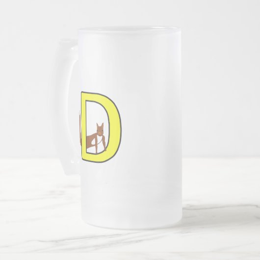 Ekorrsejdel Bokstav D Högerhand Mattglas Bierglas (Vorderseite Links)