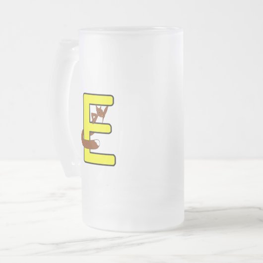 Ekorrsejdel Bokstav E Högerhand Mattglas Bierglas (Vorderseite Links)