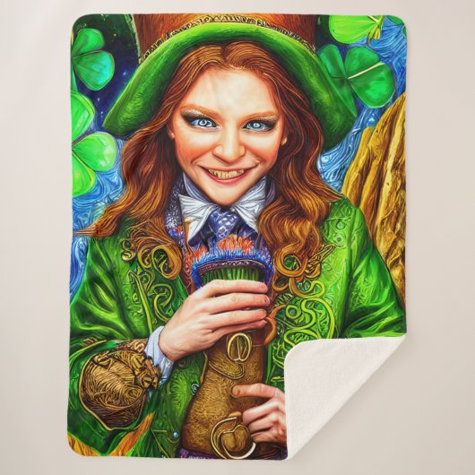 Ekstatisch Grüne Frau Leprechaun Inspiriert Artwor Sherpadecke (Vorderseite)