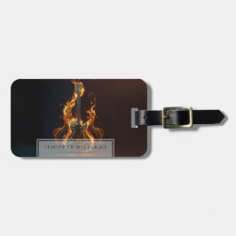 Ektrische Gitarre in Flammen           Gepäckanhänger