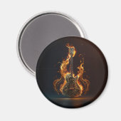 Ektrische Gitarre in Flammen Magnet (Vorderseite/Rückseite)