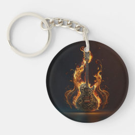 Ektrische Gitarre in Flammen                       Schlüsselanhänger