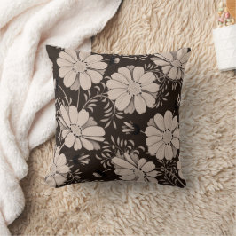 Eku und schwarze Blumenmuster Kissen