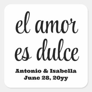 El amor es dulce Hochzeitsempfang Leckerei für Gäs Quadratischer Aufkleber