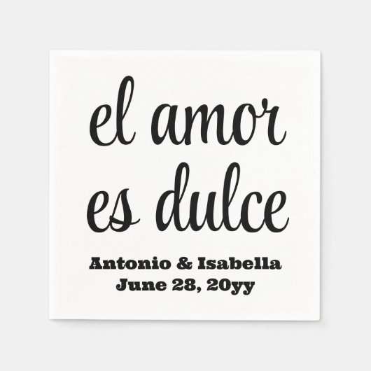 El amor es dulce Hochzeitsempfang Serviette (Vorderseite)