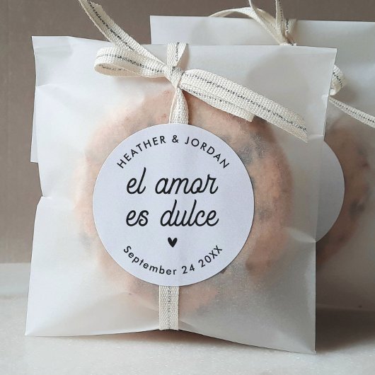 El Amor es Dulce Moderne Gastgeschenke Hochzeiten Runder Aufkleber