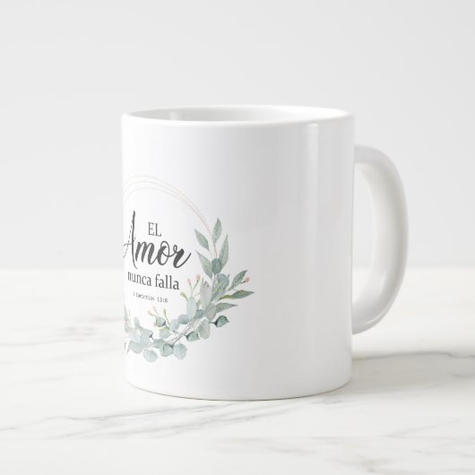 EL AMOR NUNCA FALLA Jumbo-Tasse (Vorderseite Rechts)