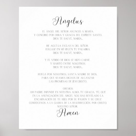 El Angelus Spanisches Gebet Poster (Vorne)