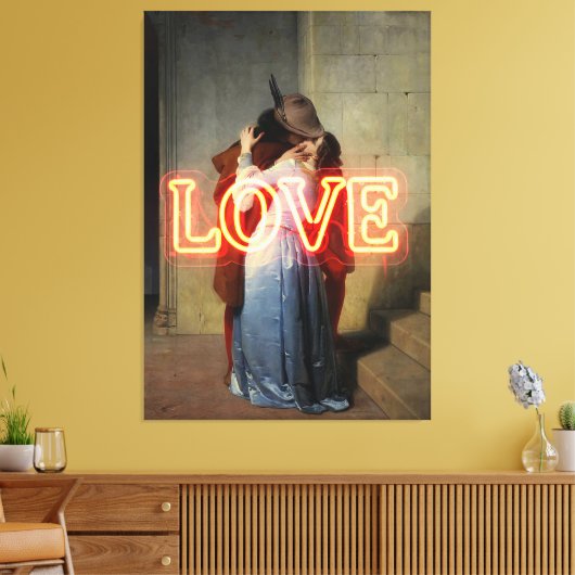 El Bacio Remix – Neon “LOVE” Wall Art & Merch Leinwanddruck (Insitu (Wohnzimmer))