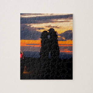 EL Camino am Sonnenuntergang mit dem Paarküssen Puzzle