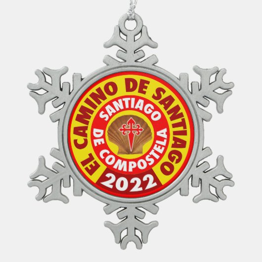 El Camino de Santiago 2022 Schneeflocken Zinn-Ornament (Vorderseite)