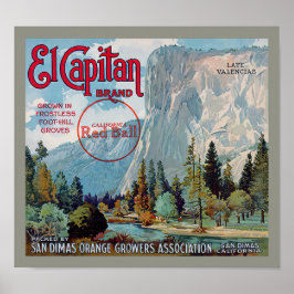 El Capitan Marke San Dimas Orange Fruchtlabel Poster