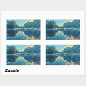 El Capitan und drei Brüder Reflektion Rechteckiger Aufkleber (Blatt)