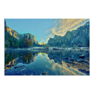 EL Capitan und drei Bruder-Reflexion Poster