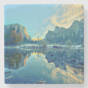 EL Capitan und drei Bruder-Reflexion Steinuntersetzer