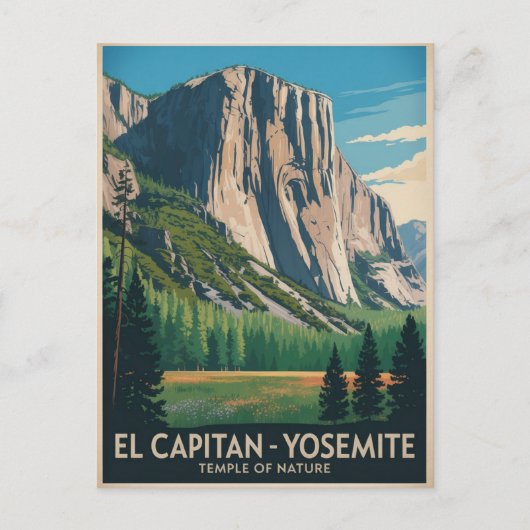 El Capitan Yosemite Vintage Travel Poster Postkarte (Vorderseite)